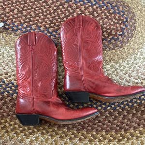 Code West Red Leather Great Western Boot Company Cowboy Boots Women's 9M…